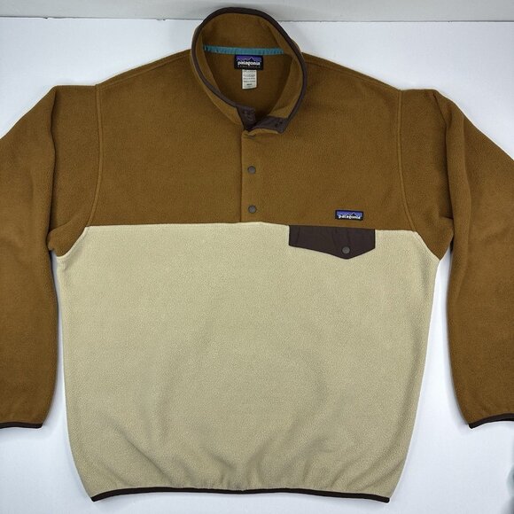 Patagonia Men's Brown Synchilla Snap-T Quarter Fleece Athletic‎ Pullover L/C52 - Picture 1 of 13